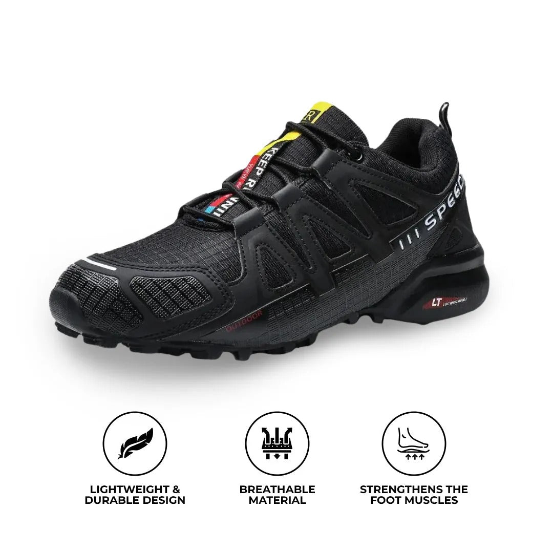 Unisex Colorblock Lace-Up Walking Shoes with Cushioned Sole