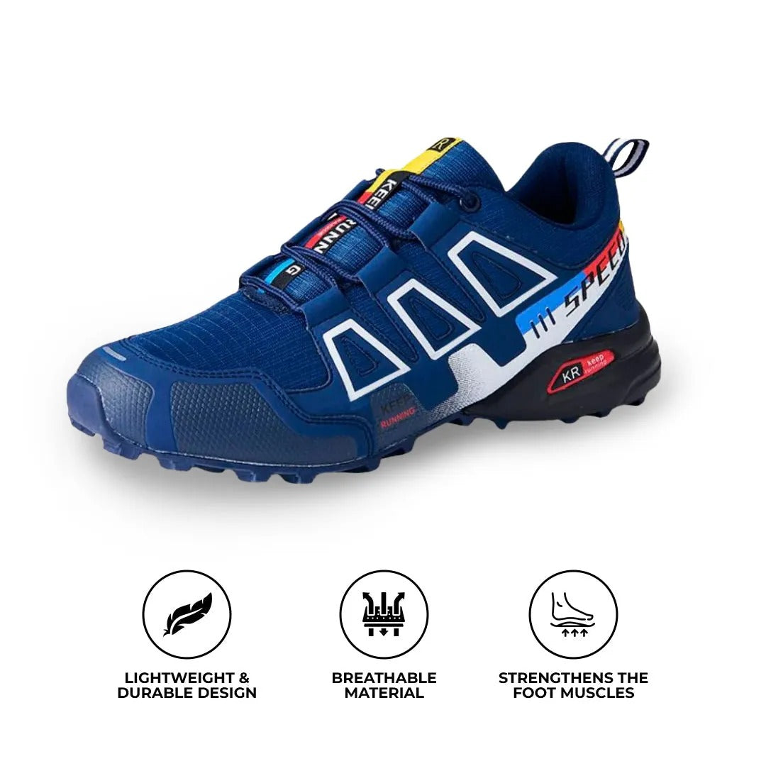 Unisex Colorblock Lace-Up Walking Shoes with Cushioned Sole