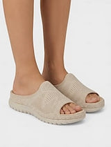Women's Gray Comfort Knit Arch Support Slide Sandals – Breathable Lightweight Sport Slides with Cushioned Sole, Casual Summer Shoes for Indoor, Outdoor, Travel, Beach & Walking