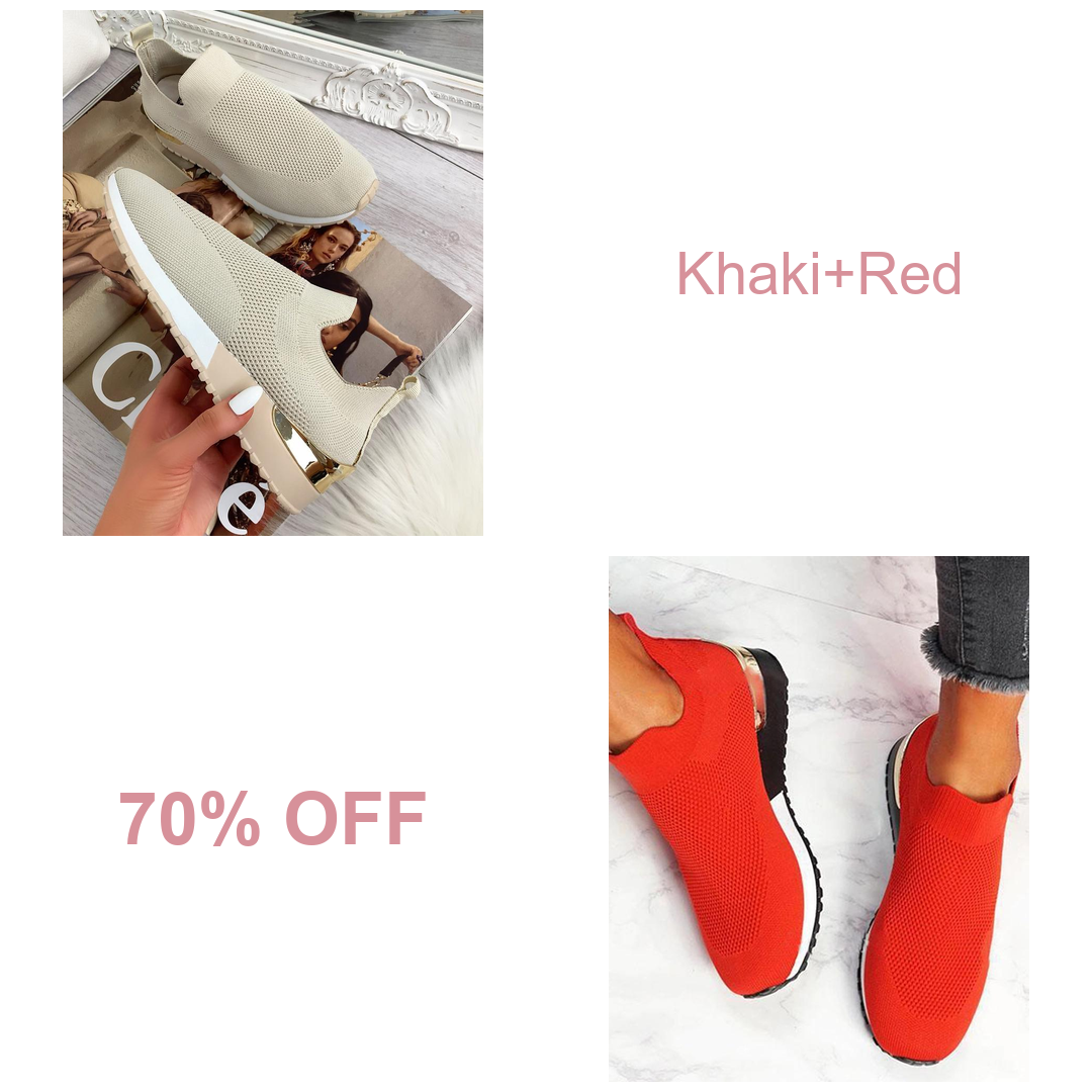 Women's Sneakers Elastic Slip on Flat Walking Shoes