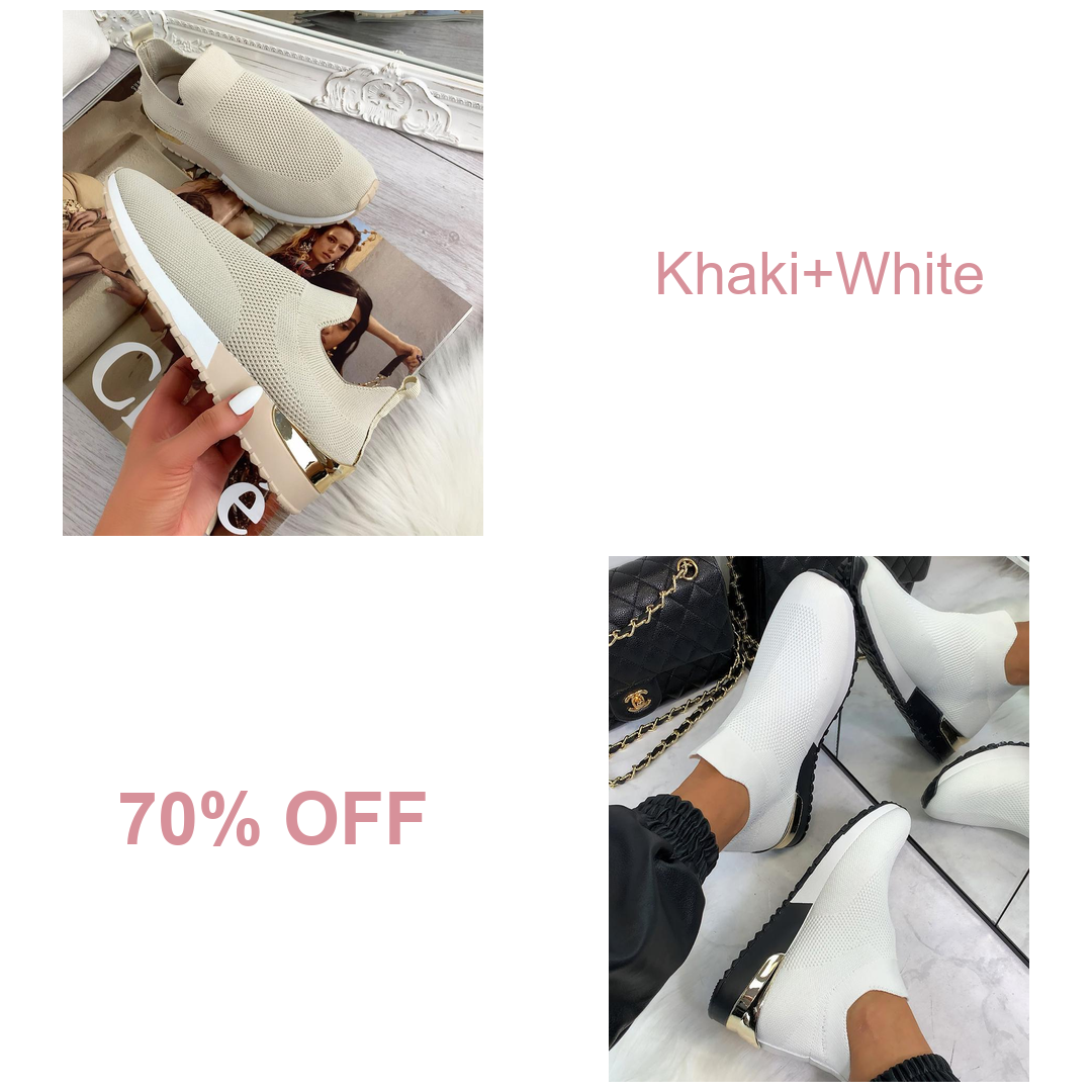 Women's Sneakers Elastic Slip on Flat Walking Shoes