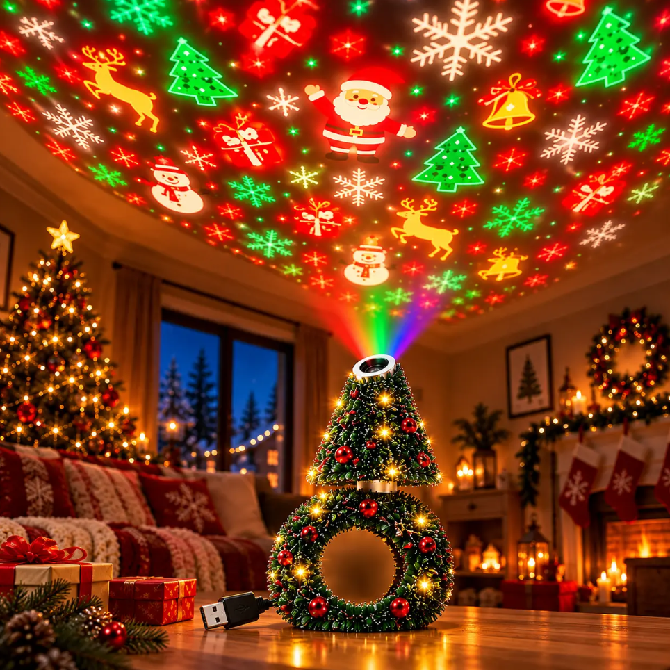 🎄Flexible USB Christmas Tree Projection Lamp - Festive Atmosphere Night Light (Includes 6 Slides)