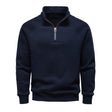 Men's Fleece-Lined Ribbed Quarter-Zip Sweatshirt with Mock Collar