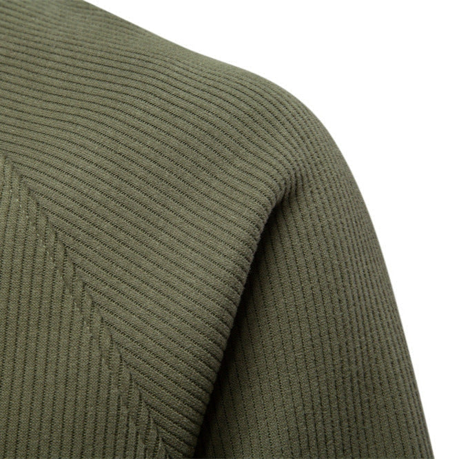 Men's Fleece-Lined Ribbed Quarter-Zip Sweatshirt with Mock Collar