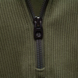 Men's Fleece-Lined Ribbed Quarter-Zip Sweatshirt with Mock Collar