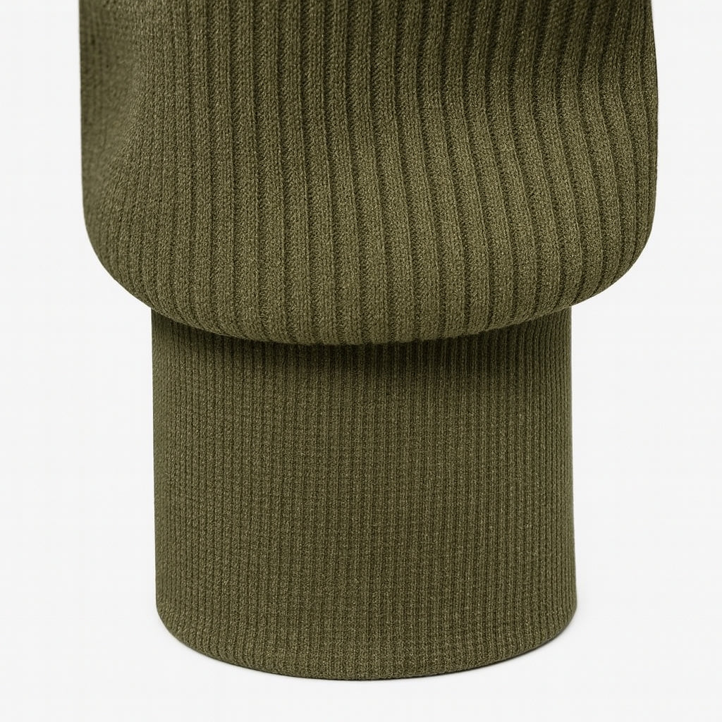 Men's Fleece-Lined Ribbed Quarter-Zip Sweatshirt with Mock Collar