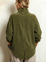 Women's Corduroy Asymmetrical Button-Up Top