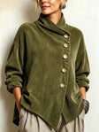 Women's Corduroy Asymmetrical Button-Up Top