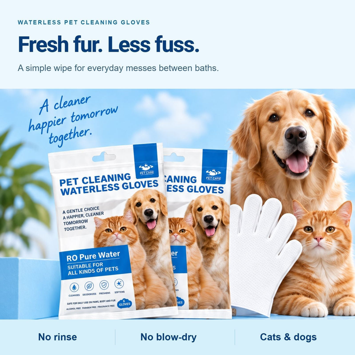 Aven Marque Waterless Pet Cleaning Gloves — 6 Gloves — 1
