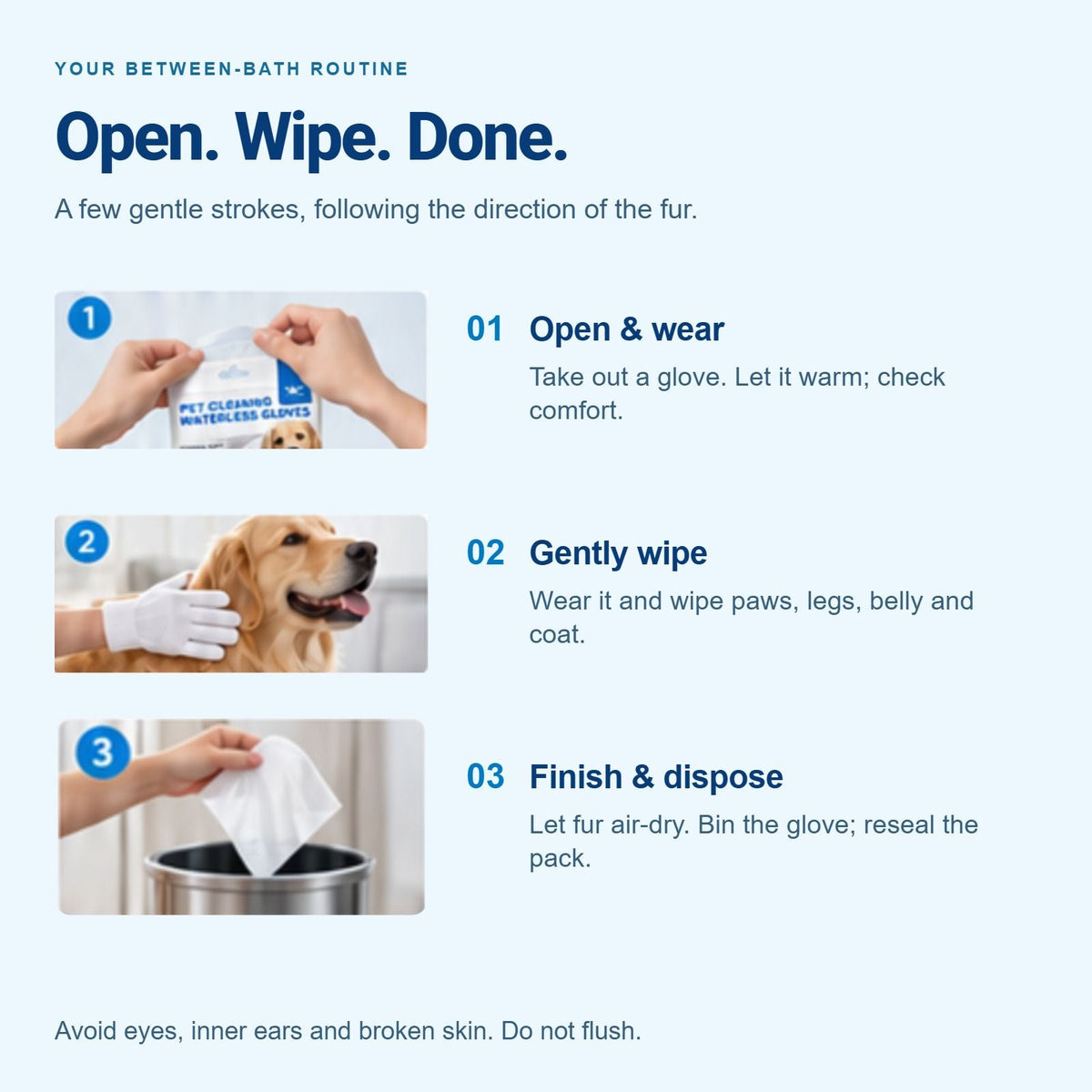Aven Marque Waterless Pet Cleaning Gloves — 6 Gloves — 8