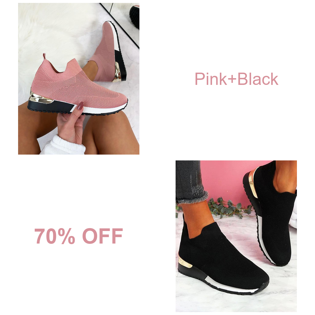 Women's Sneakers Elastic Slip on Flat Walking Shoes