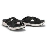 Women's Cross-Strap Comfort Slide Sandals — Black cross-strap slide sandal pair