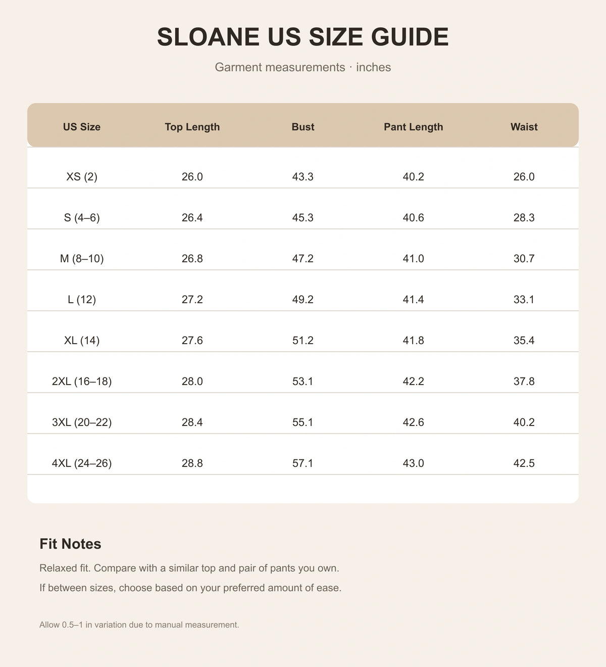 size guide
