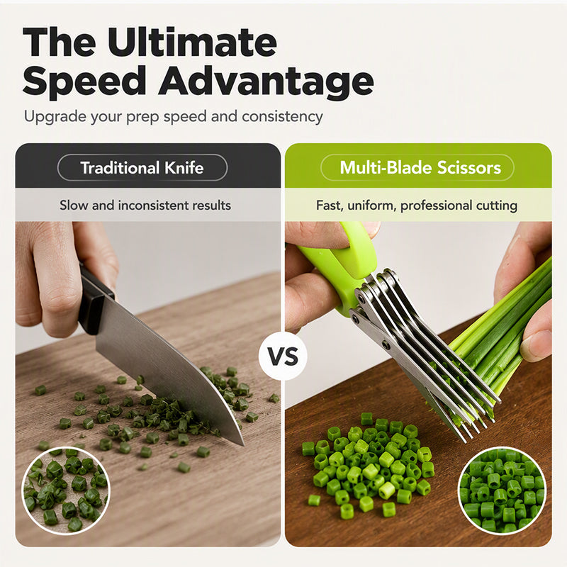 🌿 5-Blade Stainless Steel Herb Scissors - Quick Kitchen Prep