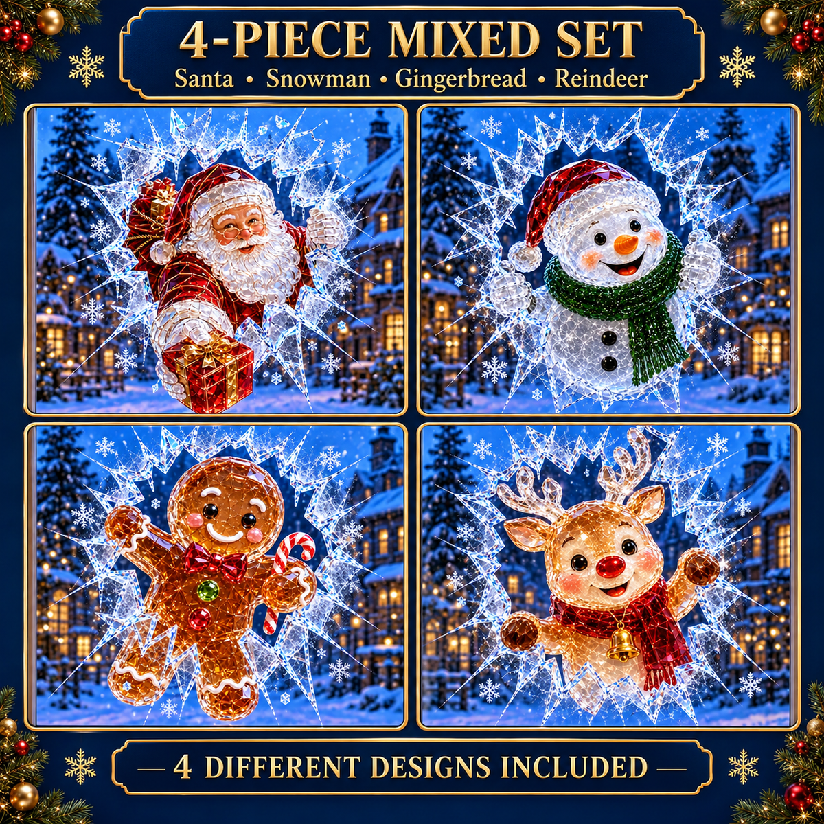 🎄 3D Crystal Christmas Window Decal