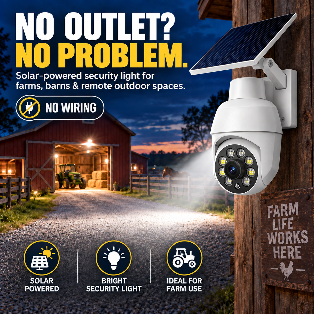 Solar-Powered Simulated Camera Light